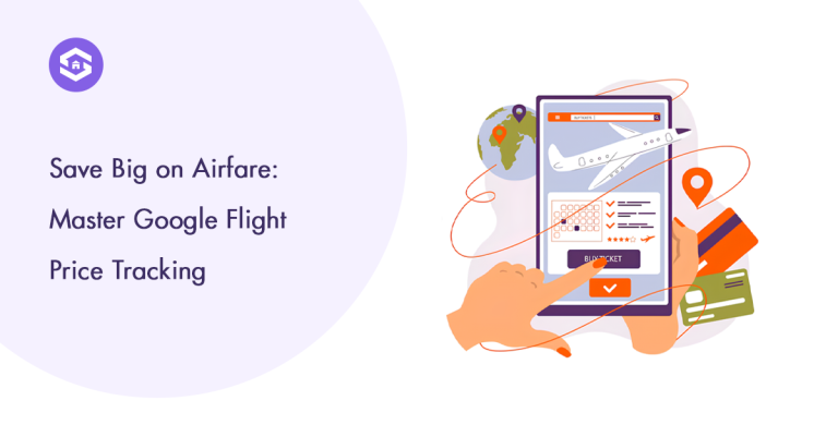 Graphic showcasing how to save on airline fares with Google Flight price tracking services.