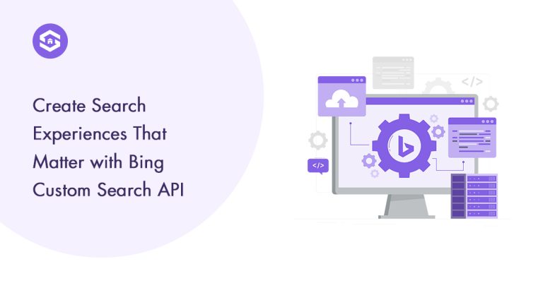 Graphic showcasing Bing Custom Search API, emphasizing its role in developing meaningful search experiences.