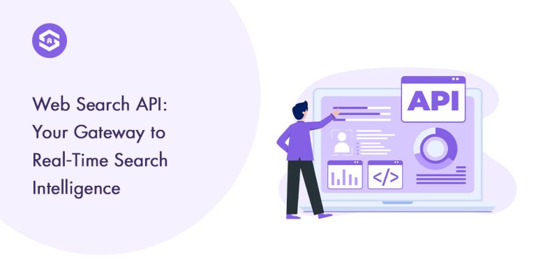 Visual representation of a web search API, highlighting its role as a gateway to real-time search intelligence.