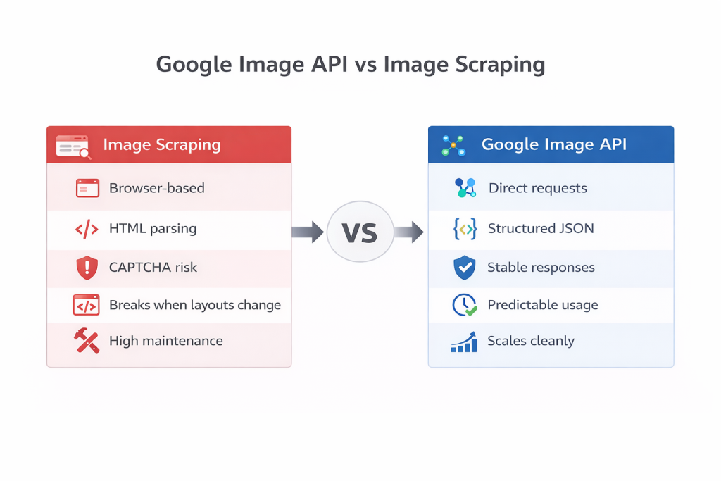 Google Image API vs Image Scraping