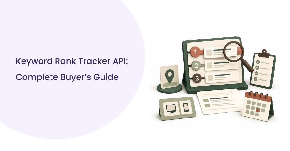 Visual overview of a keyword rank tracker API buyer's guide, highlighting essential features and benefits for users.