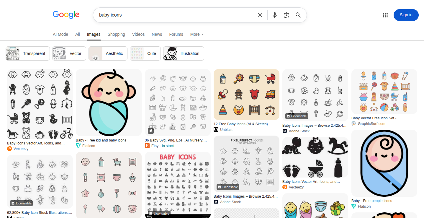 Google image search results