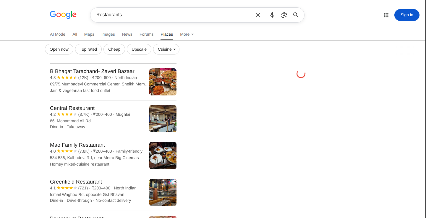 Google local business results