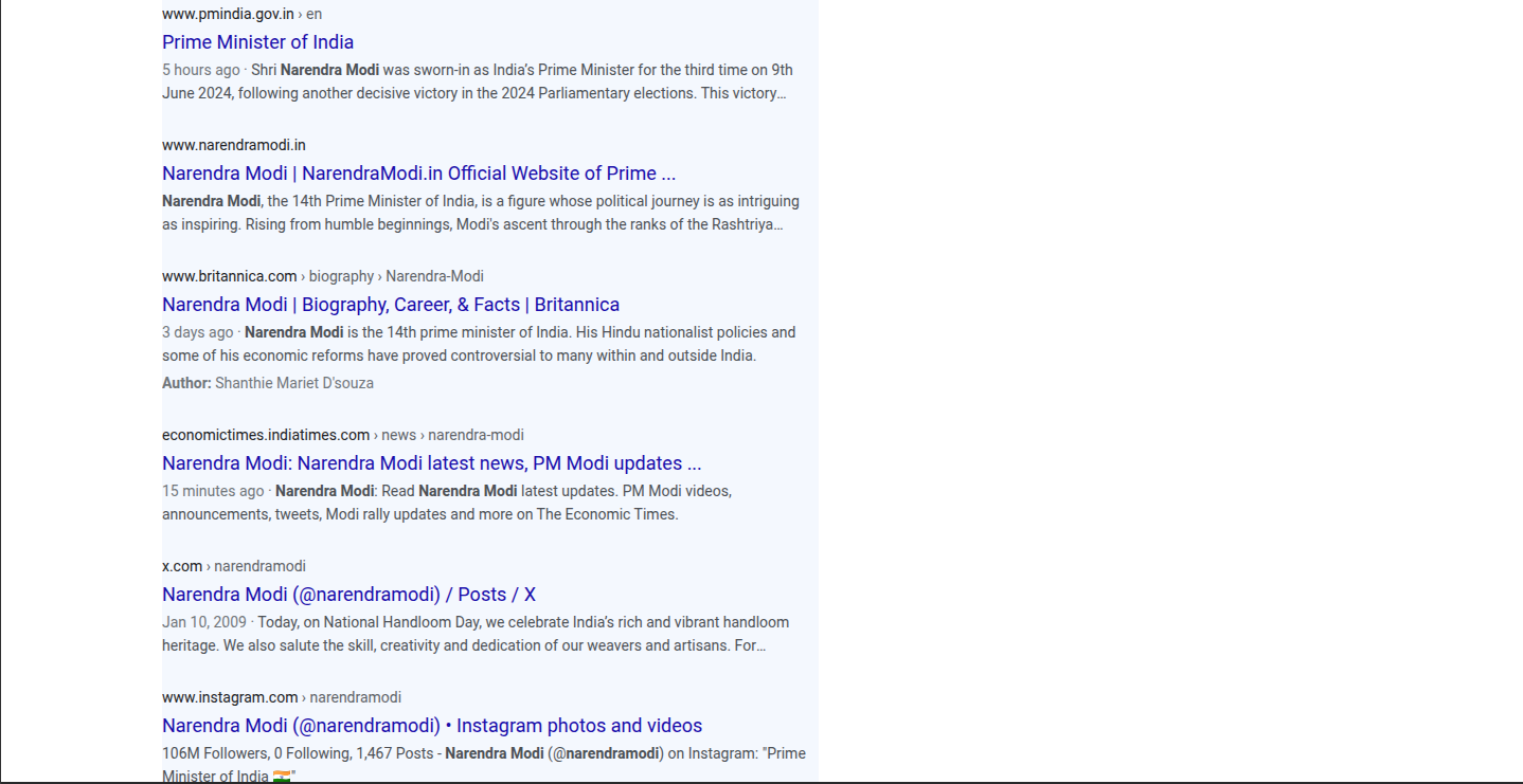 Yahoo Organic search results