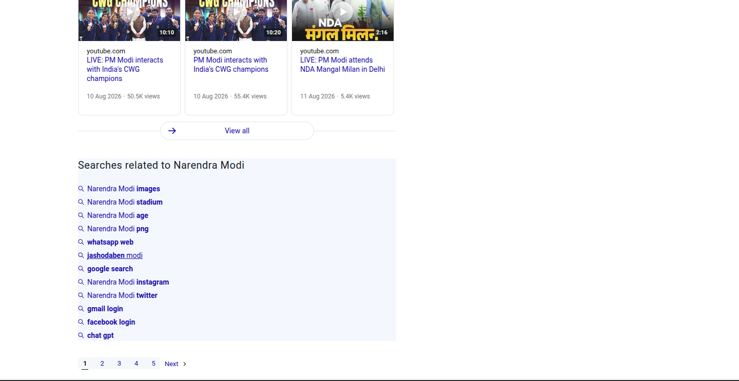 Yahoo Related Searches in search results