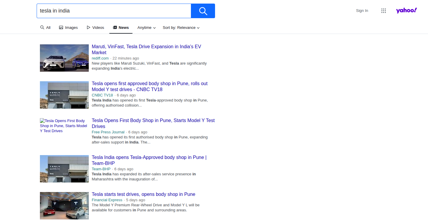 Yahoo news search results