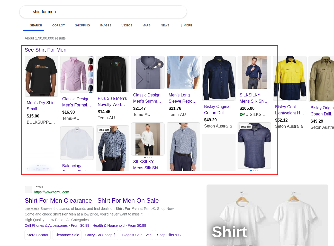 bing carousel results for desktop