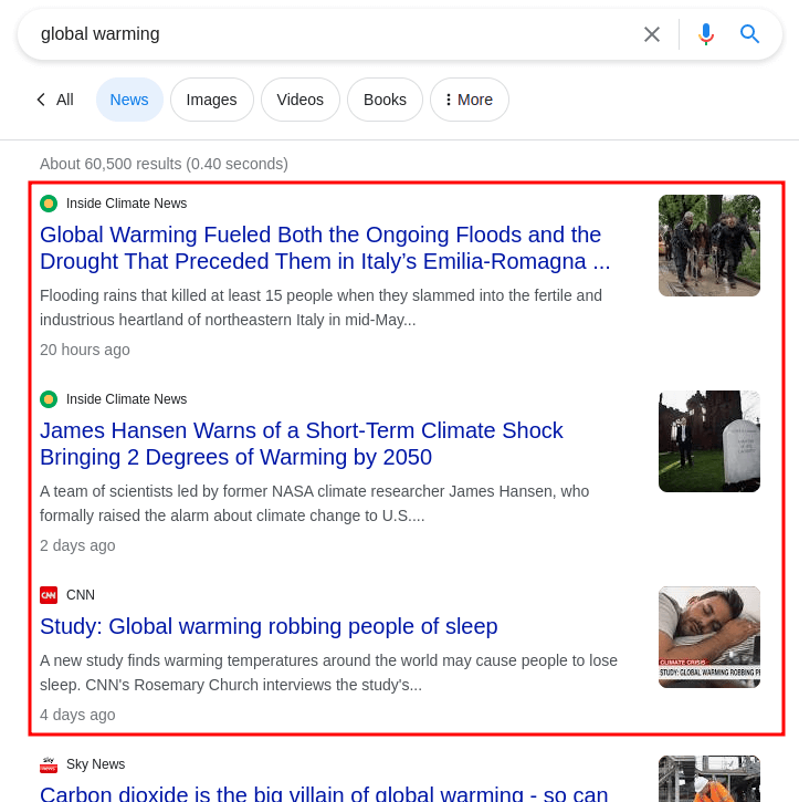google news results for desktop two