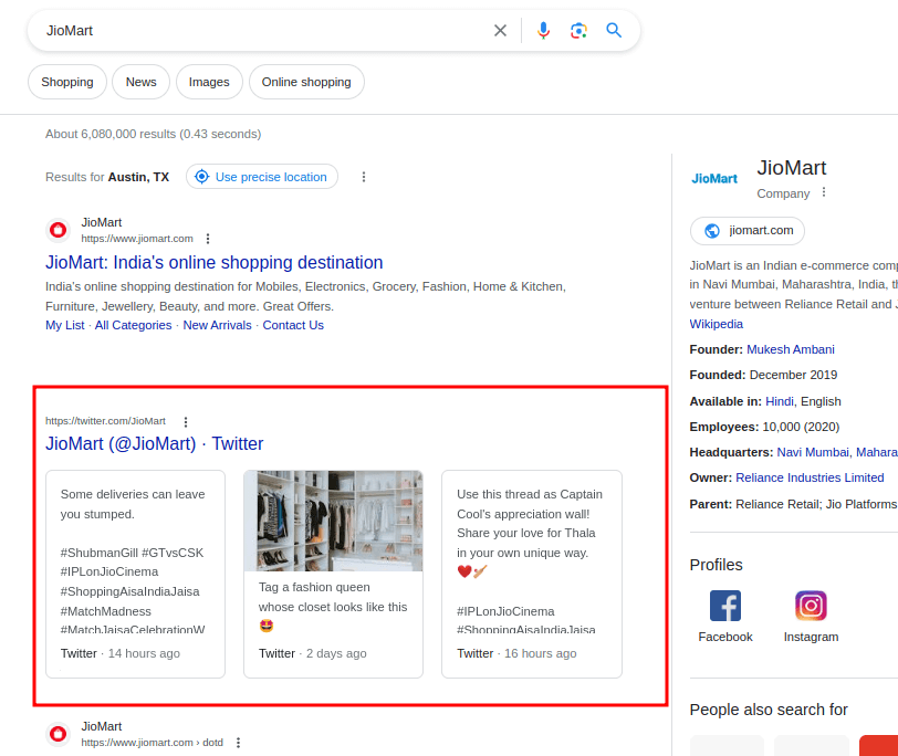 google latest tweets results for desktop