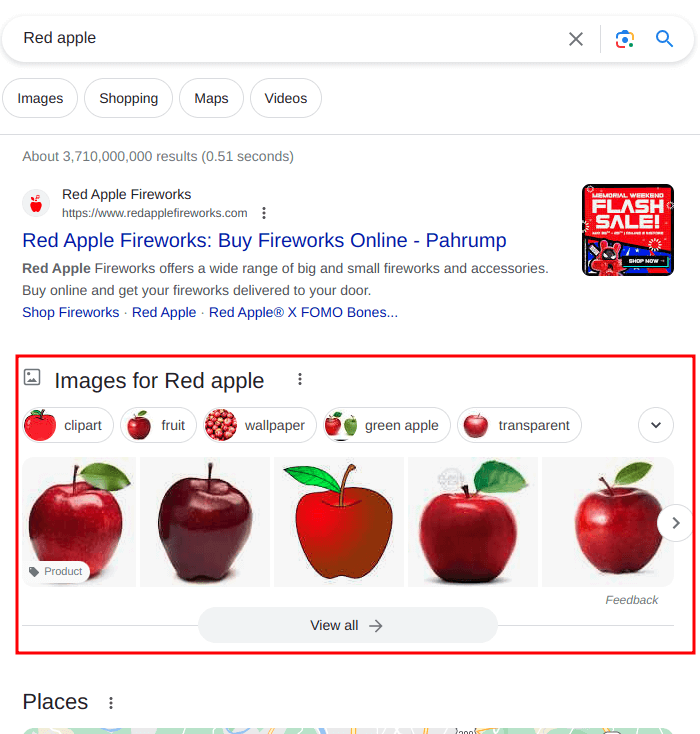 google inline image results for desktop