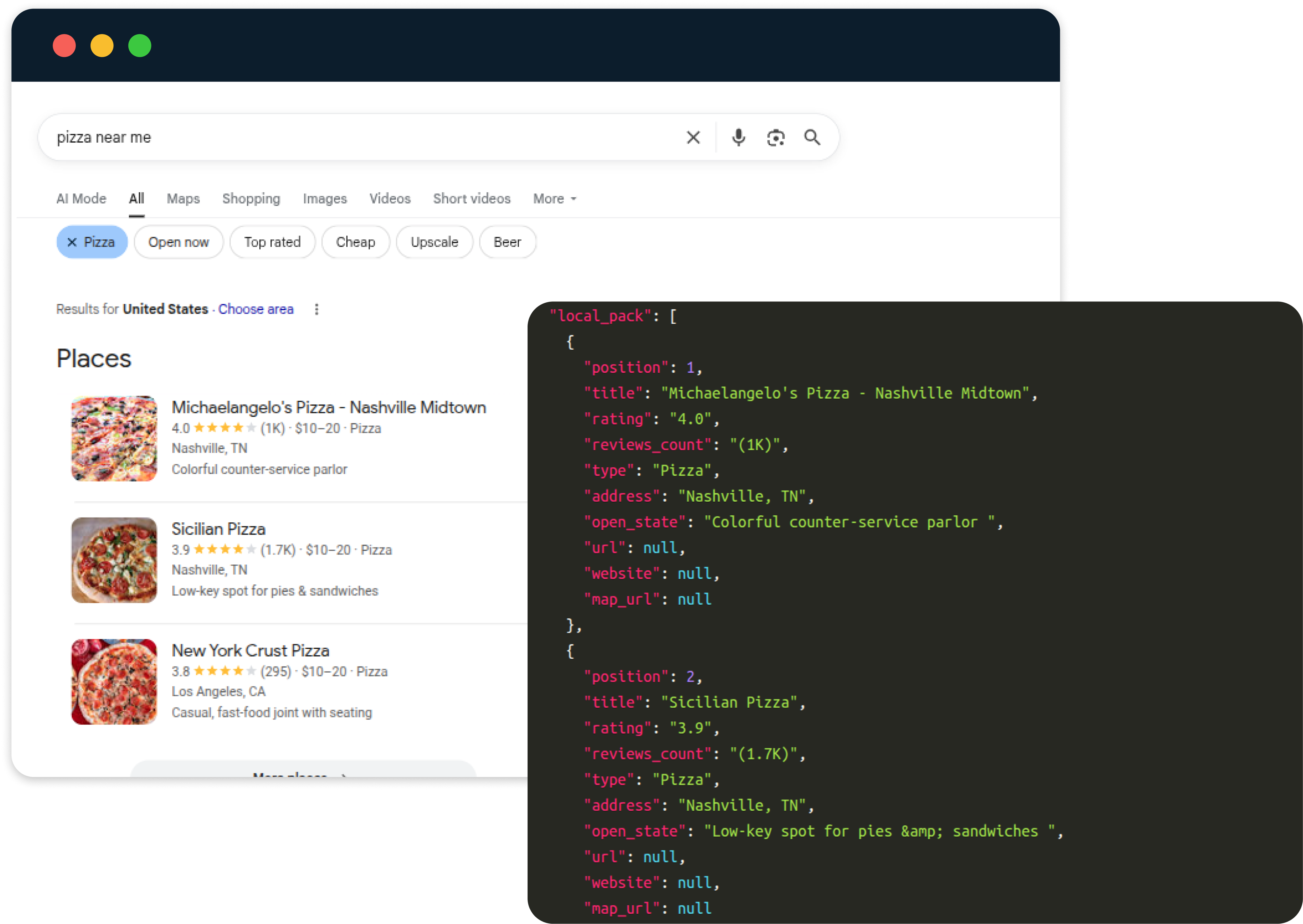 local pack serp data
