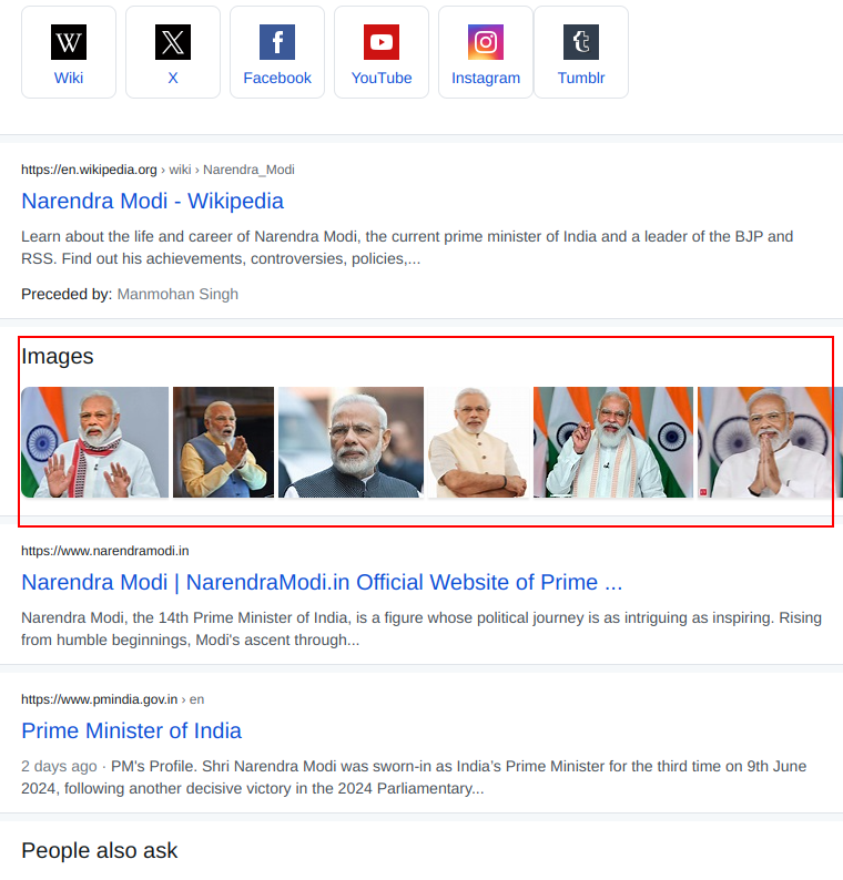 yahoo inline image results for narendra modi on mobile