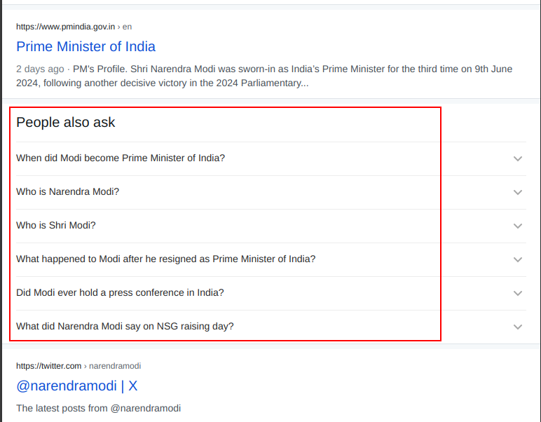yahoo people also ask results for narendra modi on mobile